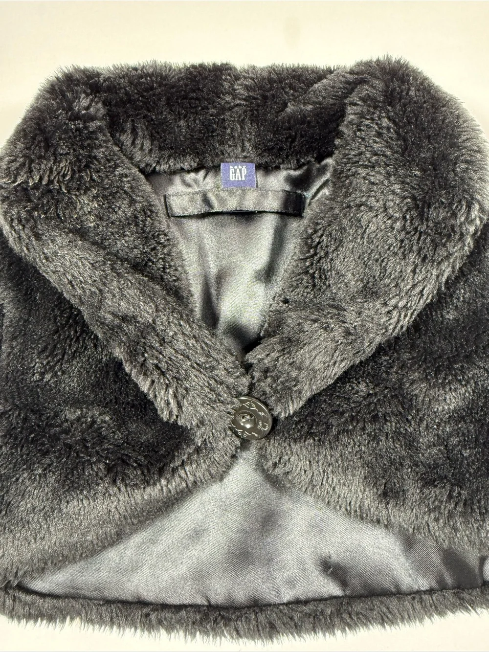 VINTAGE GAP Girls Black Faux Fur Capelet Shrug Toddler L-XL 3T-5T Holiday Formal